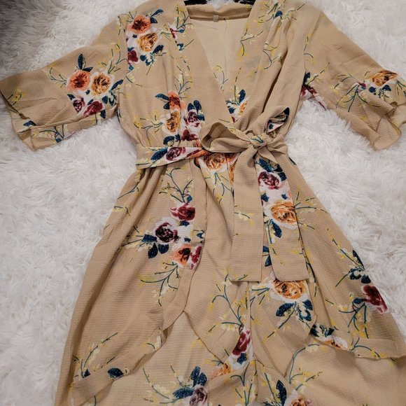 Sexy Kimono Floral print One piece short (Romper) - Picture 3 of 3